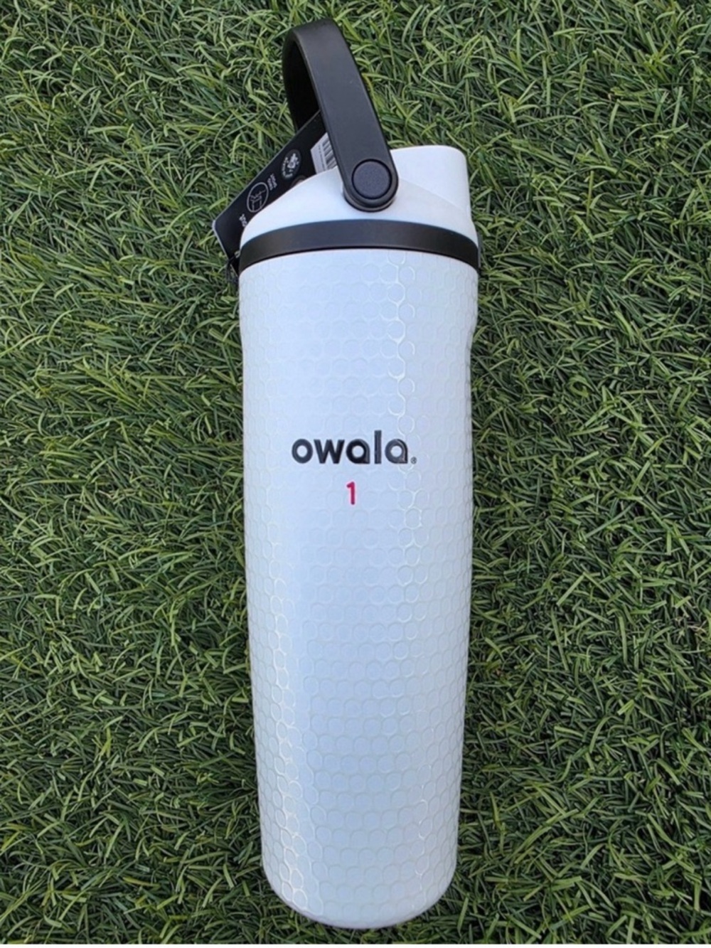 Owala White Insulated Water Bottle with Carry Handle